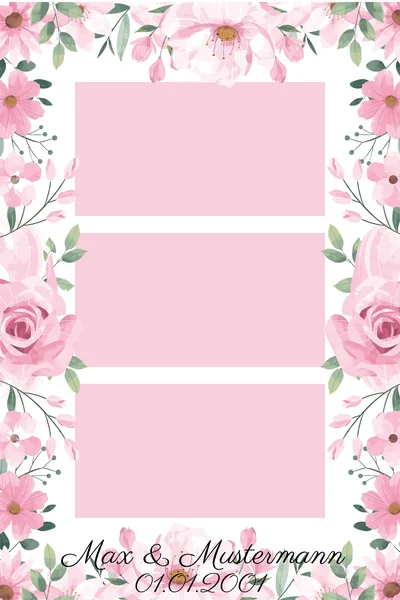 Fotorahmen mit rosa Kirschblüten, Dreier-Streifen