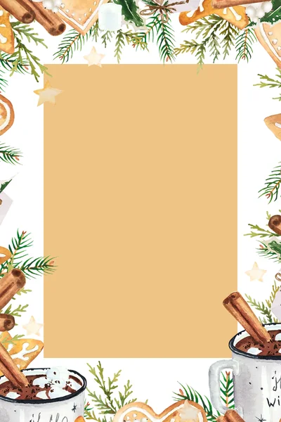 Weihnachtlicher Fotorahmen mit Zimt und Punsch, Einzelbild