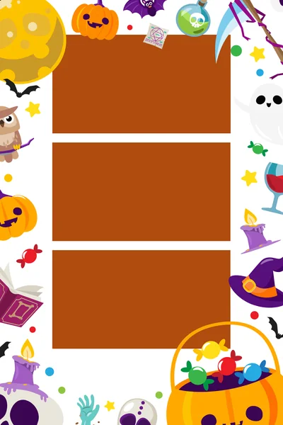 Halloween-Fotorahmen mit Kürbissen und Süßigkeiten, Dreier-Streifen